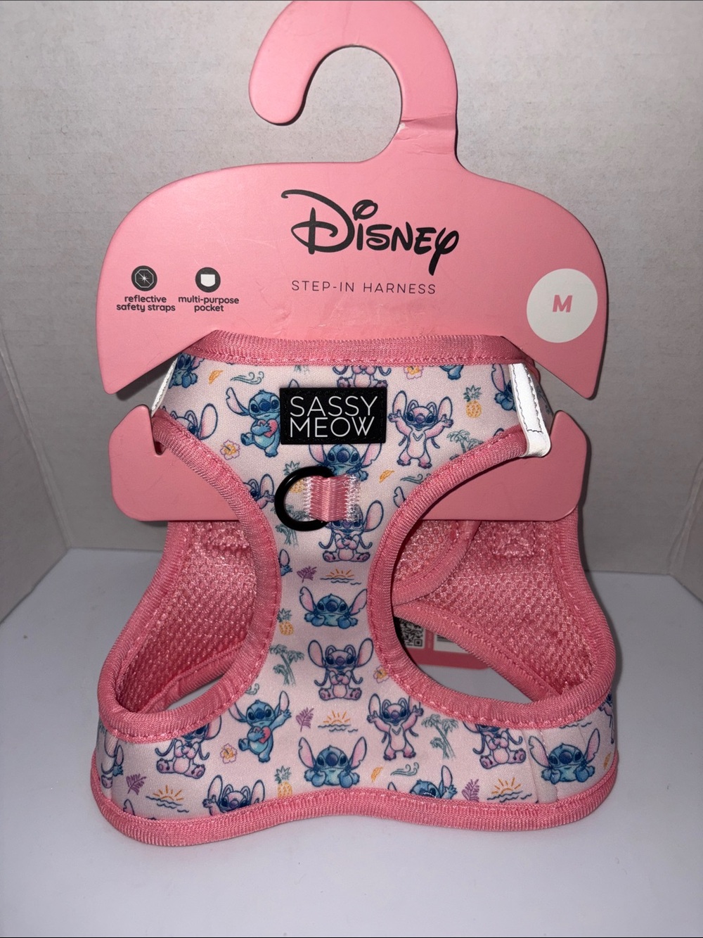 Disney Sassy Meow Pink Stitch Print Cat Harness
